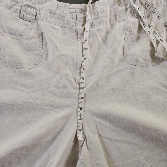 J Jill Sz 4XL  Tan Linen Crop Capri Pants Lagenlook Minimalistic Coastal Summer - Picture 5 of 8